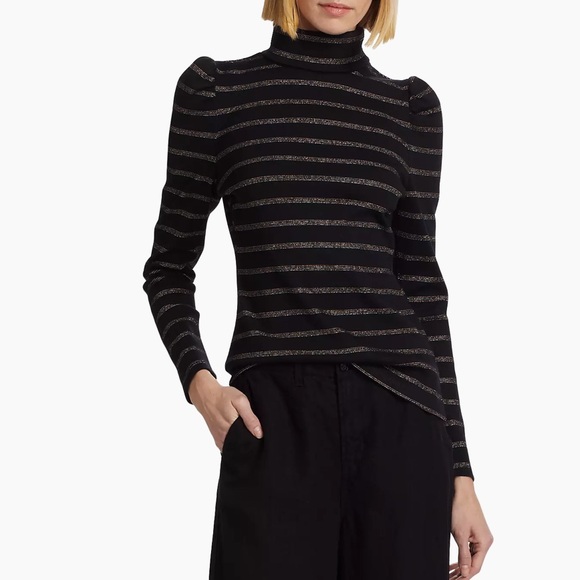 NWT Veronica Beard Cedar Turtleneck Rib-Knit Top - Picture 1 of 11
